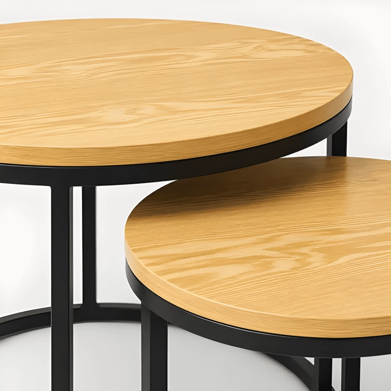 MESA DE CENTRO DUO REDONDA MADERA BRILLANTE ESTILO MODERNO - 3