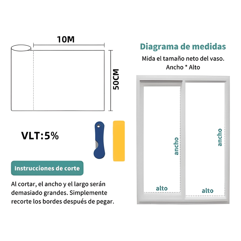 EMPAVONADO PARA VIDRIOS PRIVACIDAD OPACO FILM 50CMX10M NEGRO - 4