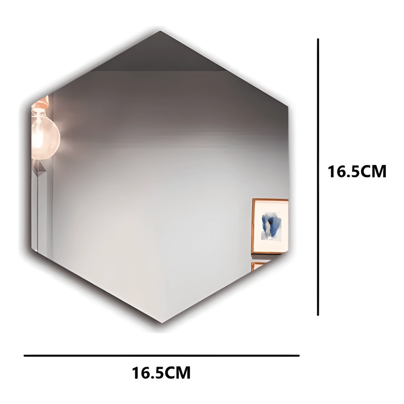 PACK X48 VINILO ESPEJO PARED ADHESIVO HEXAGONAL DECORATIVO - 1