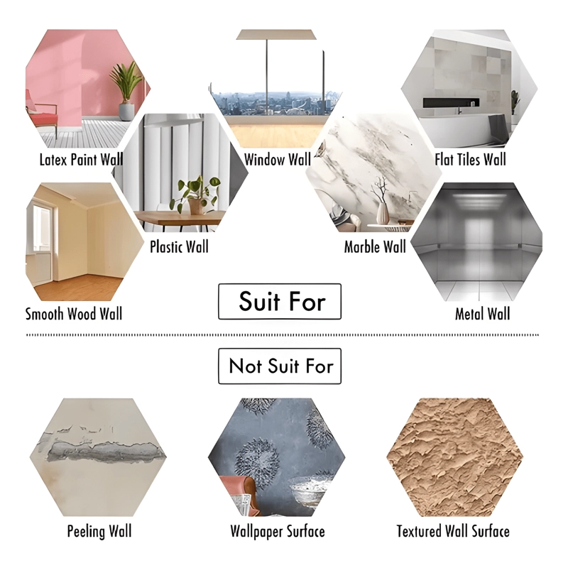 PACK X48 VINILO ESPEJO PARED ADHESIVO HEXAGONAL DECORATIVO - 4