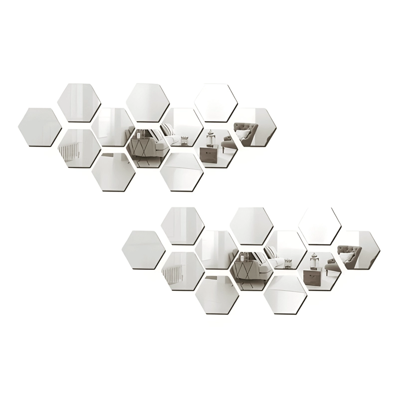 PACK X15 VINILO ESPEJO PARED ADHESIVO HEXAGONAL DECORATIVO - 3