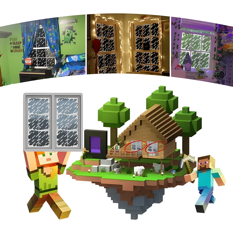20 MINECRAFT VINILO VENTANA ELECTROSTATICO TRANSPARENTE - 1