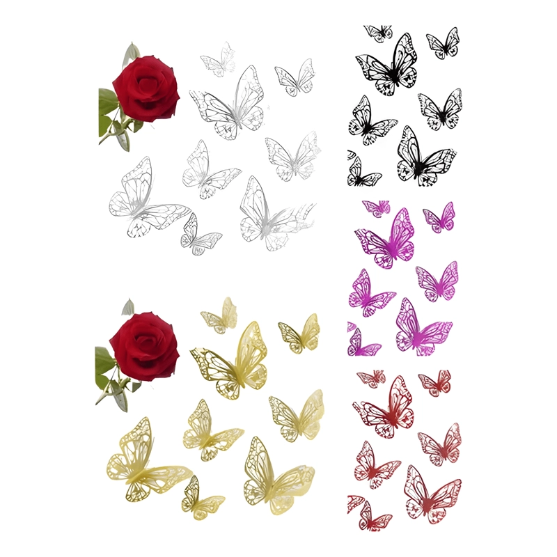 MARIPOSAS DECORATIVAS 3D, PACK 12 UNID, COLOR A ELECCION - 2