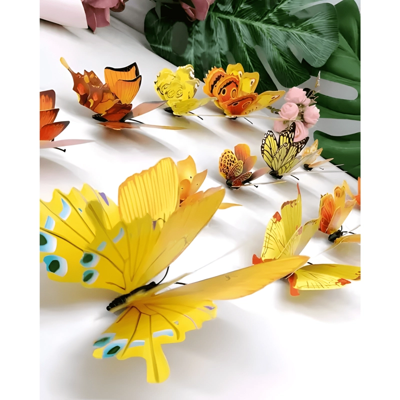MARIPOSAS 3D PEGATINAS PARED, 12 UDS. DECORAR TONOS NARANJA - 2