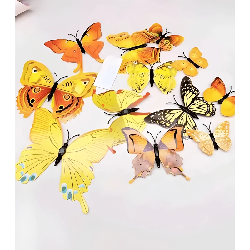 MARIPOSAS 3D PEGATINAS PARED, 12 UDS. DECORAR TONOS NARANJA - 3