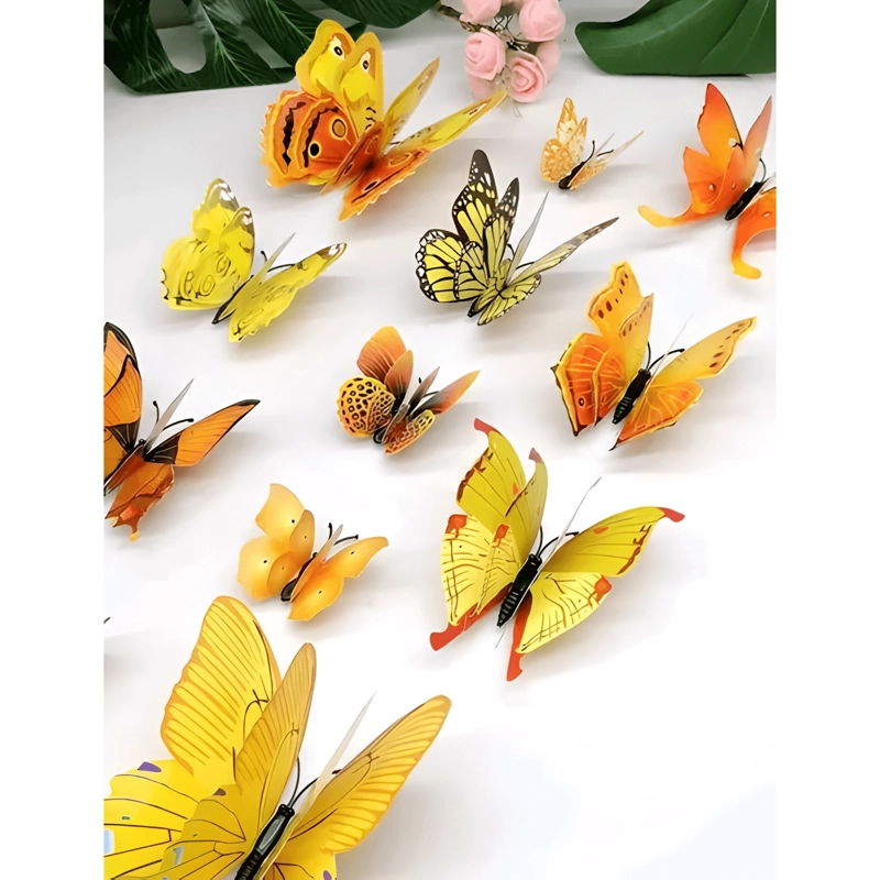 MARIPOSAS 3D PEGATINAS PARED, 12 UDS. DECORAR TONOS NARANJA - 4