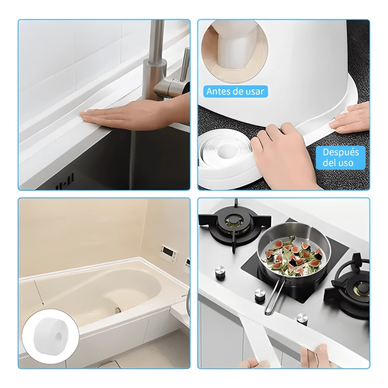 TIRA SELLADO BAÑO IMPERMEABLE DUCHA CALAFATEO CINTA ADHESIVA - 2