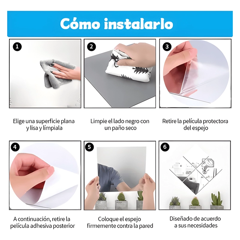 PACK 30 ESPEJOS ADHESIVOS DECORATIVOS 15 X 15CM MULTIUSOS - 4