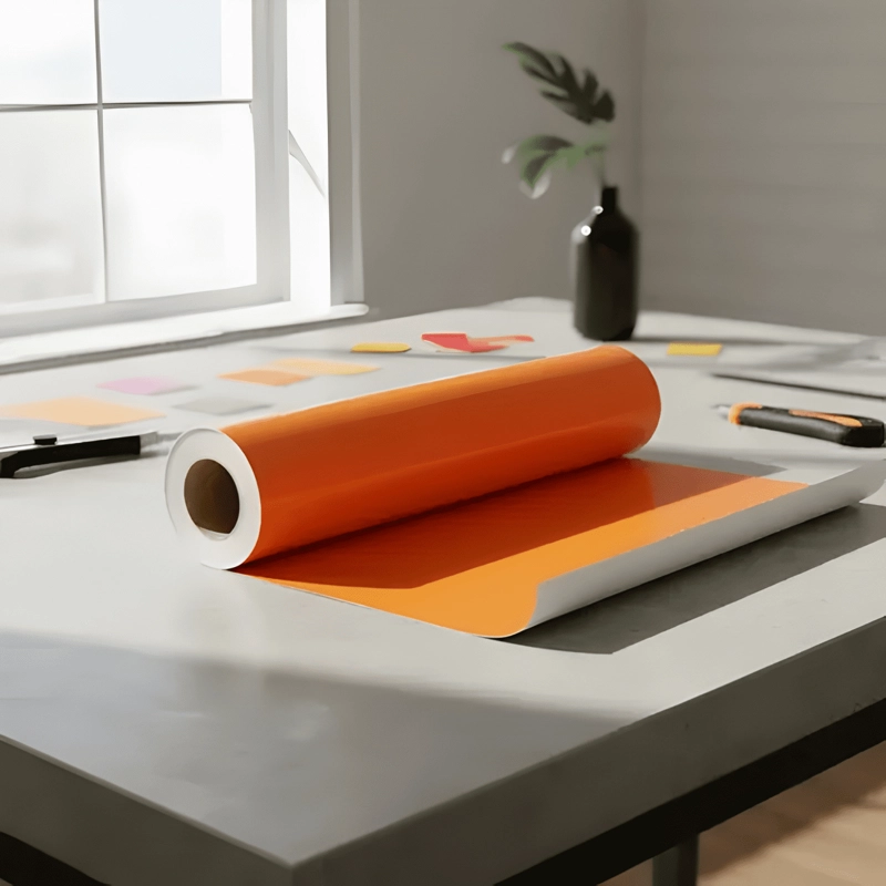 VINILO ADHESIVO DE CORTE DECORATIVO BRILLANTE DE 30 NARANJA - 1