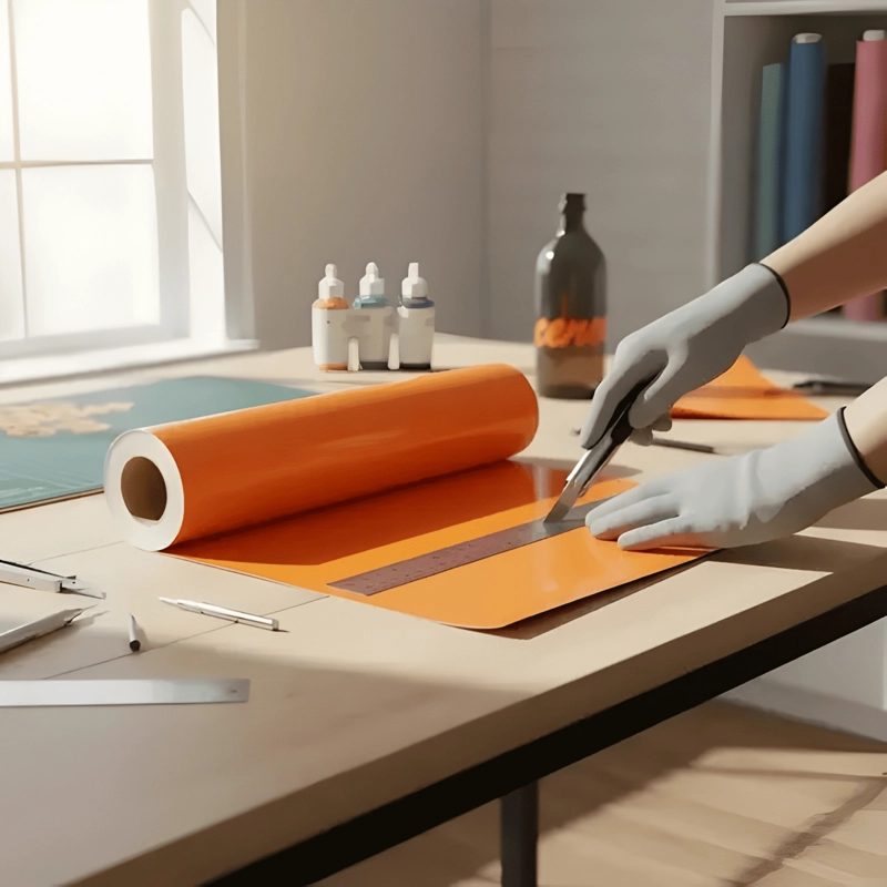 VINILO ADHESIVO DE CORTE DECORATIVO BRILLANTE DE 30 NARANJA - 3
