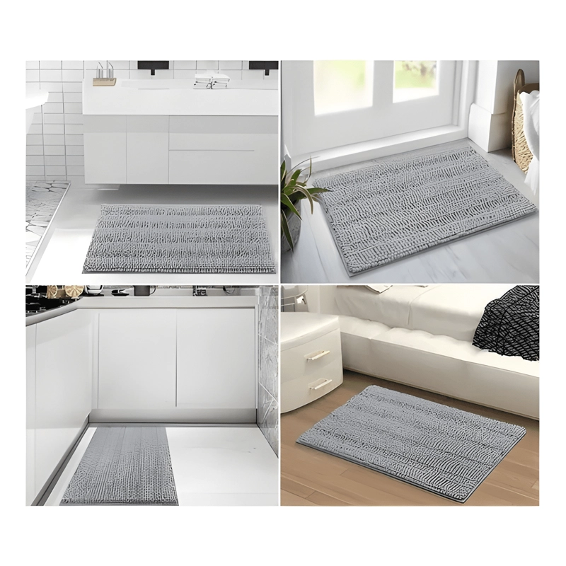 TAPETE ALFOMBRILLA DE BAÑO SUPER ABSORBENTE PISO TINA GRIS - 1