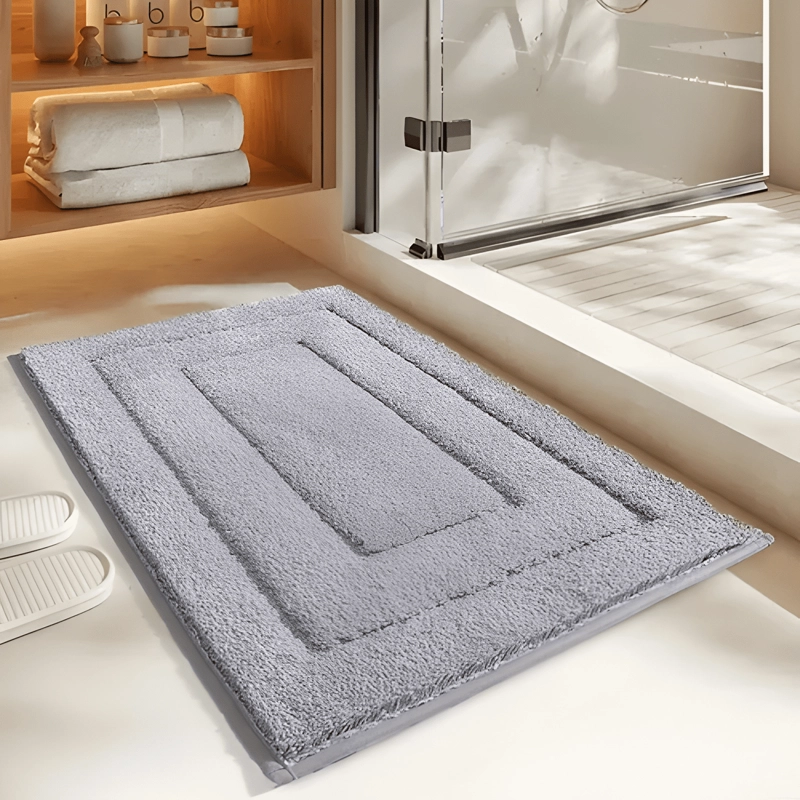 ALFOMBRA BAÑO MICROFIBRA BAJADA DUCHA ABSORBENTE LISO GRIS - 1