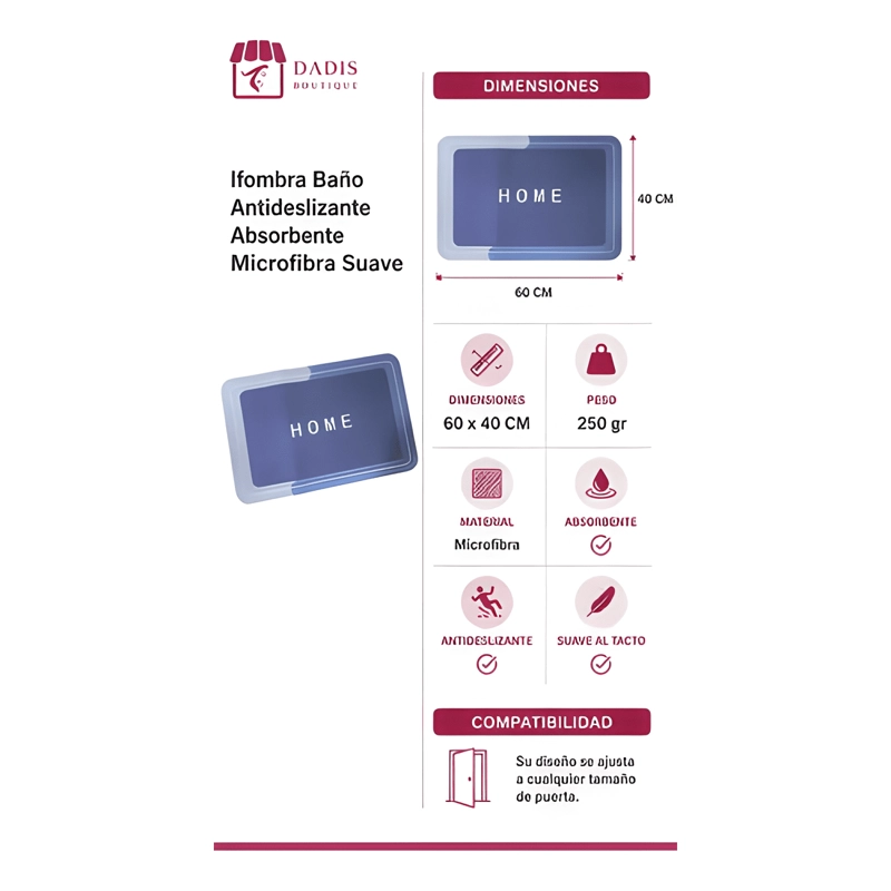ALFOMBRAS PARA BAÑO 2 BAJADA DE BANO SUPER ABSORBENTE #2 - 4