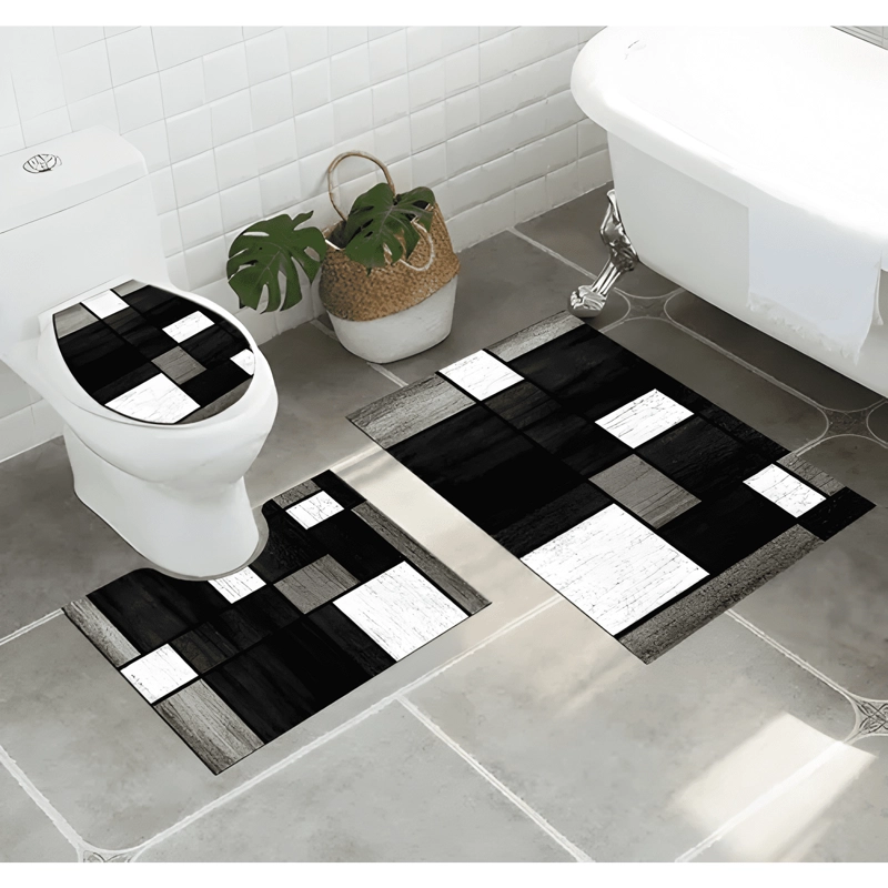 SET DE TAPETES PARA BAÑO ABSORBENTES LAVABLES JUEGO DE 3 PZA - 1