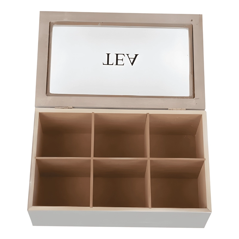 MINI CAJA PARA ALMACENAR BOLSAS DE TE  6 COMPARTIMIENTOS - 1