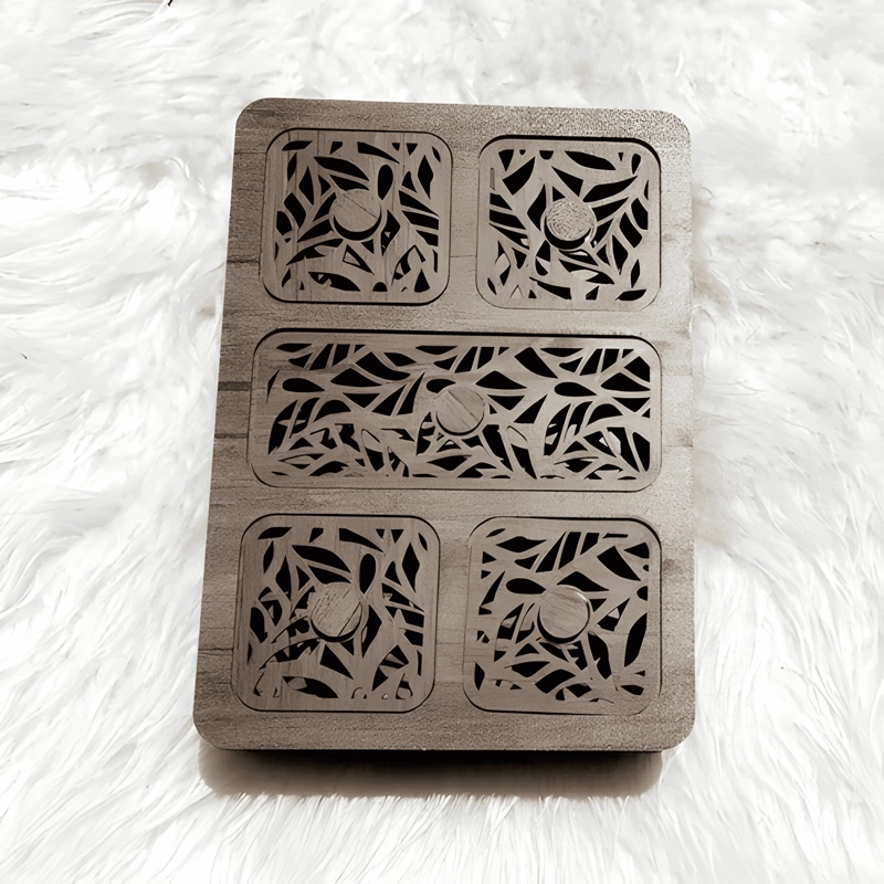 PACK 20 CAJAS DE MADERA 5 DIVISIONES PARA TE  Y CAFE  TAPAS - 3
