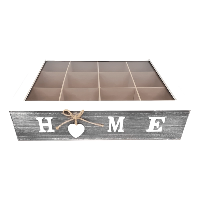 CAJA DE TE  12 ESPACIOS HOME TAPA BORDE BLANCO - 1