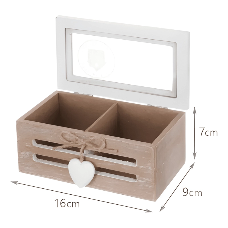 CAJA DE TE  CON 2 DIVISIONES COLOR MARRON #2 - 3