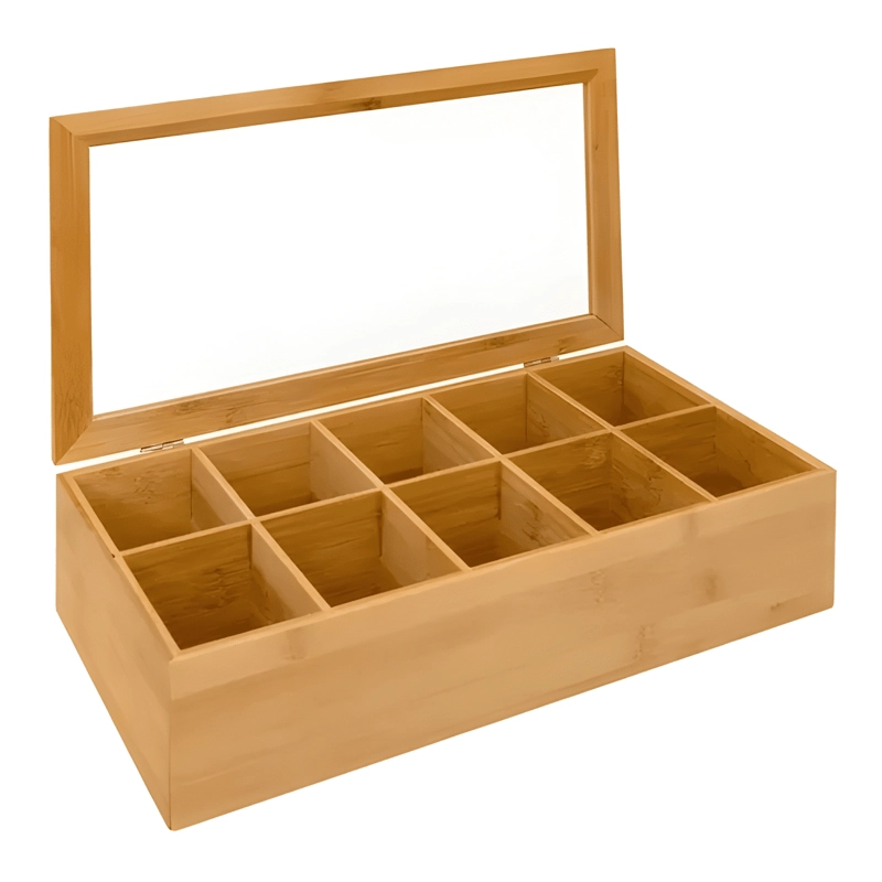 CAJA PORTA TE  BAMBU 10 DIVISIONES AFJ - 3