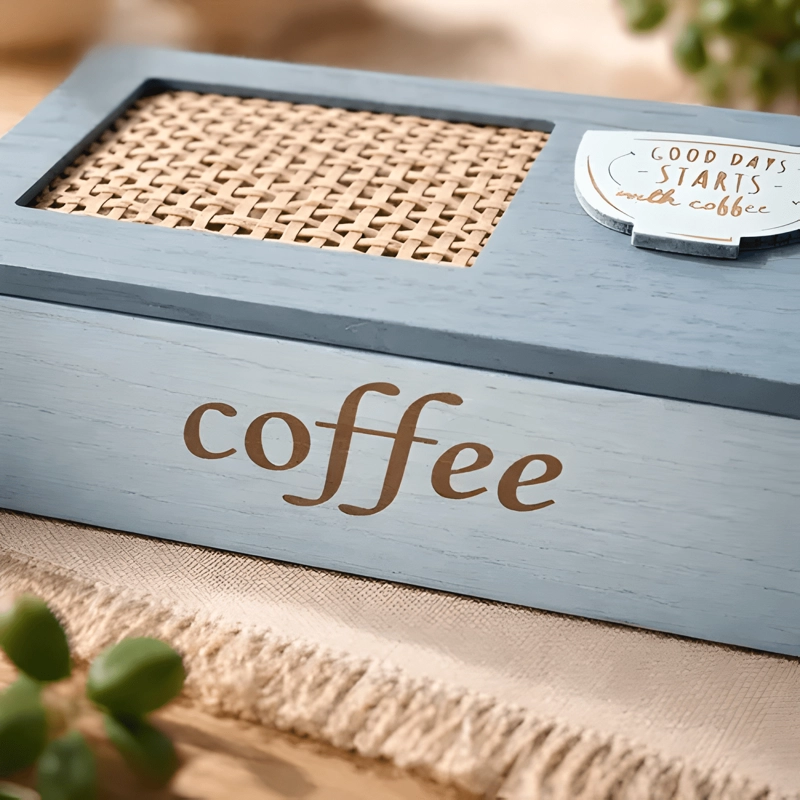 CAJA PARA TE  DE MADERA COFFE 3 ESPACIOS 7130-7 - 2