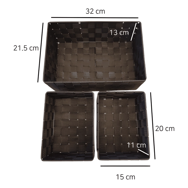SET DE 3 CANASTOS CESTA ORGANIZADOR ALMACENAMIENTO MULTIUSO - 2