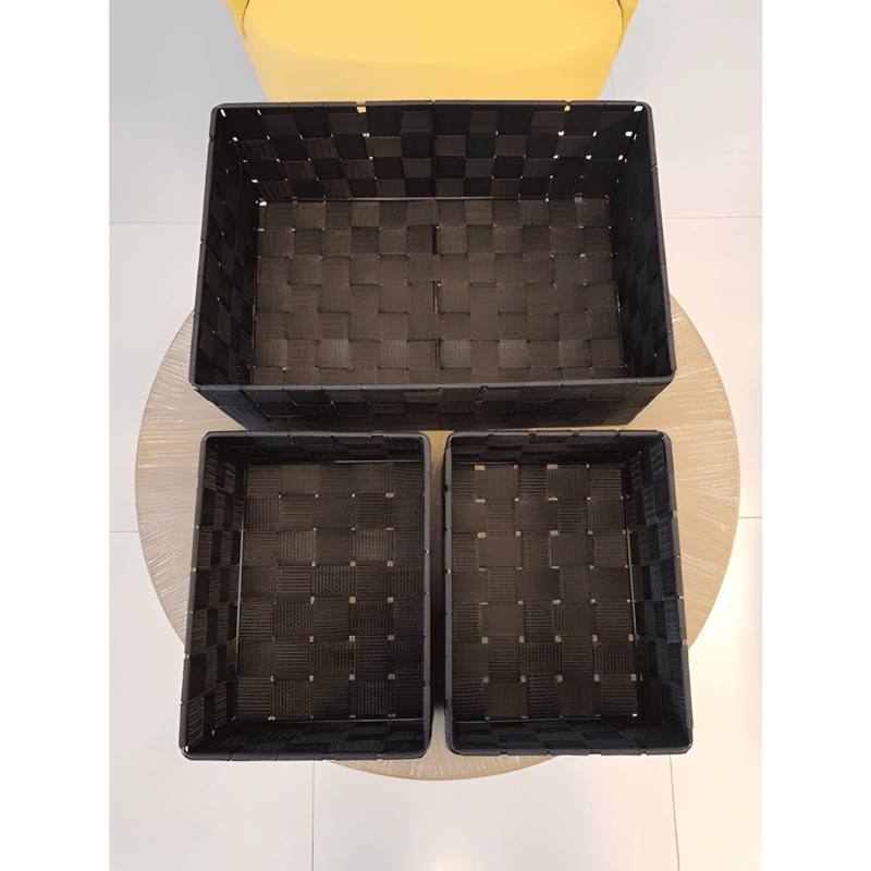 SET DE 3 CANASTOS CESTA ORGANIZADOR ALMACENAMIENTO MULTIUSO - 4