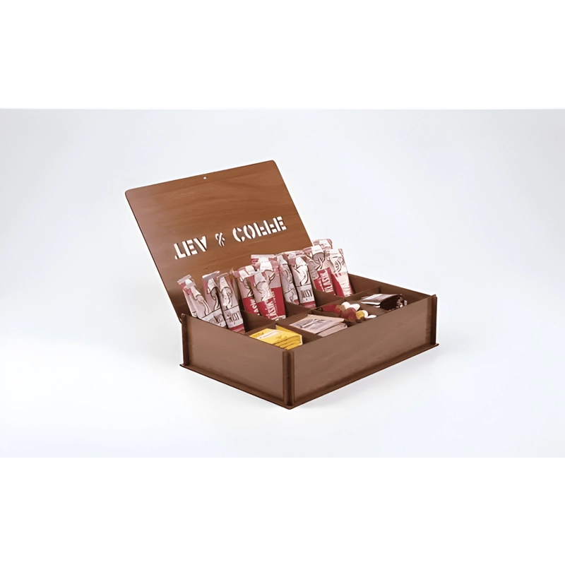 CAJA DE MADERA DE 8 DIVISIONES PARA TE  Y CAFE  CON TAPA - 2