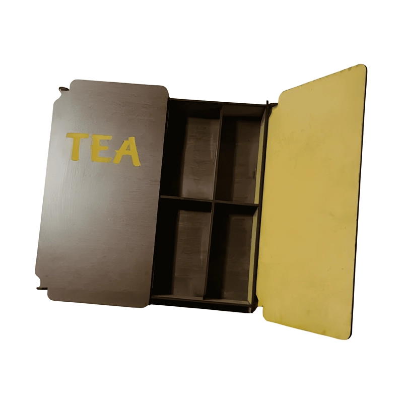 CAJA DE MADERA DE 8 DIVISIONES PARA TE  Y CAFE  CON TAPA - 4