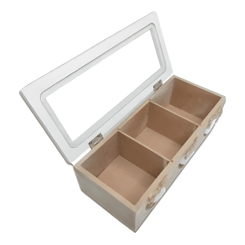 CAJA DE TE  DE MADERA 3 DIVISIONES DORADA - 2