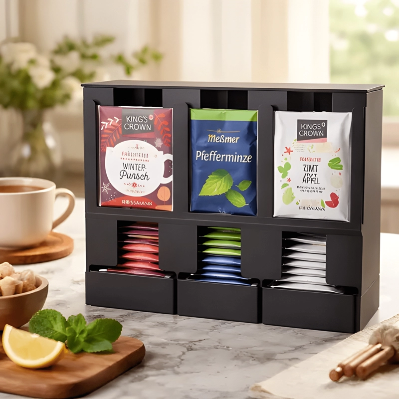 EXHIBIDOR DISPENSADOR DE TE  CAJA MODERNA MINIMALISTA - 1
