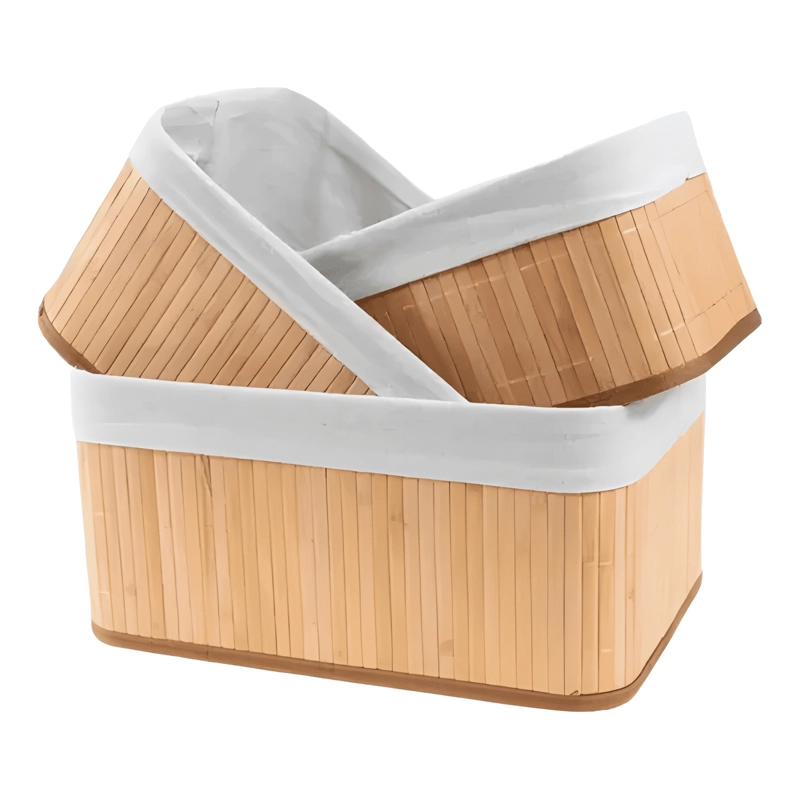 SET DE 3 CANASTOS CESTA BAMBU ORGANIZADOR ALMACENAMIENTO - 1