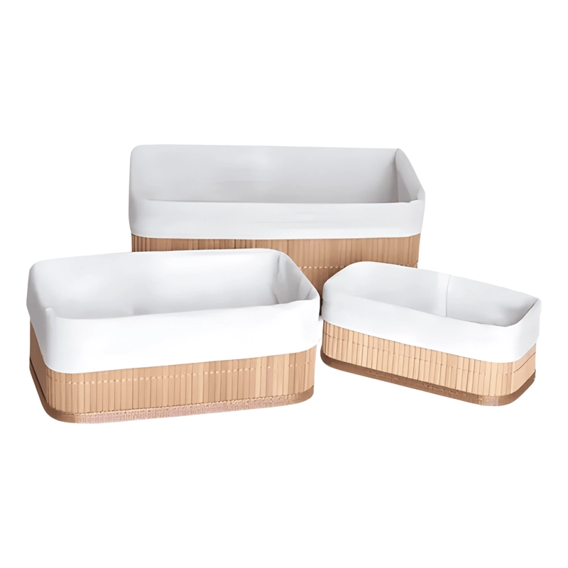 SET DE 3 CANASTOS CESTA BAMBU ORGANIZADOR ALMACENAMIENTO - 3