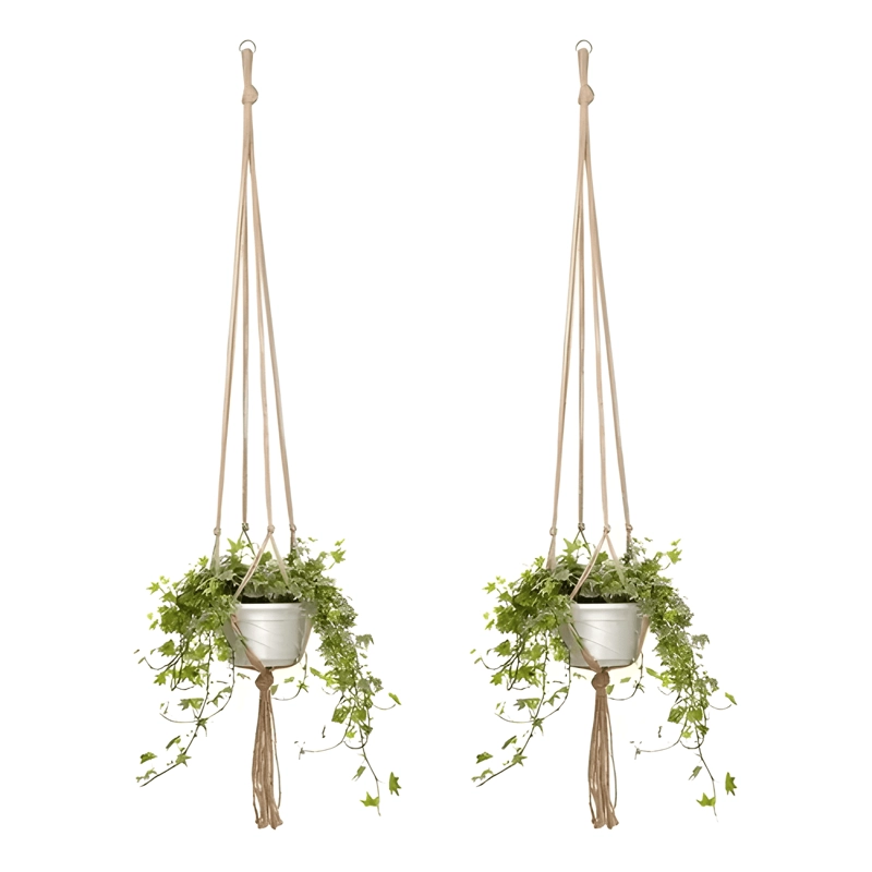 JUEGO DE MACETAS DE FLORES PARA COLGAR CUERDA Y GANCHO 4 PCS - 3