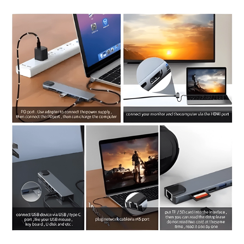 ADAPTADOR HUB MACBOOK AIR M1 M2 8 EN 1 USB-C HDMI 4K - 2