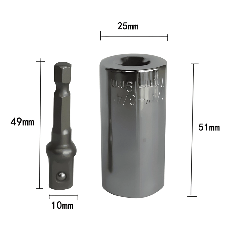 LLAVE DE DADO UNIVERSAL ACERO CROMADO 7-19MM POLIVALENTE - 4
