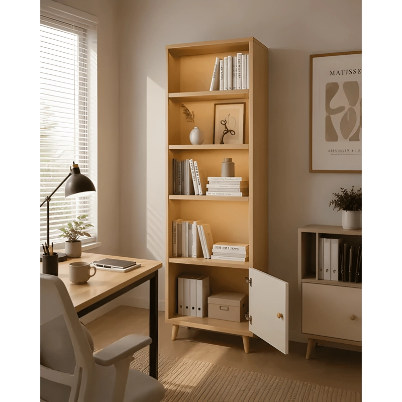 LIBRERO MADERA BIBLIOTECA 4 REPISAS CAJON 180X50X30 #4 - 1