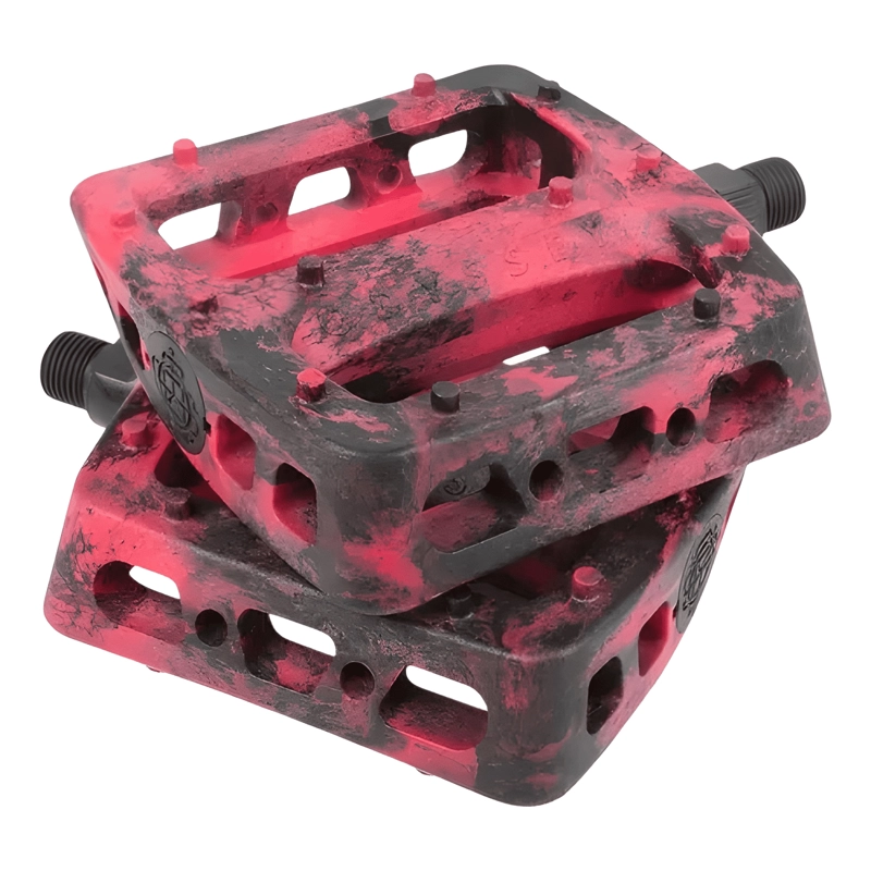 PEDALES BICICLETA BMX ODYSSEY TWISTED PRO PC NEGRO Y ROJO - 1