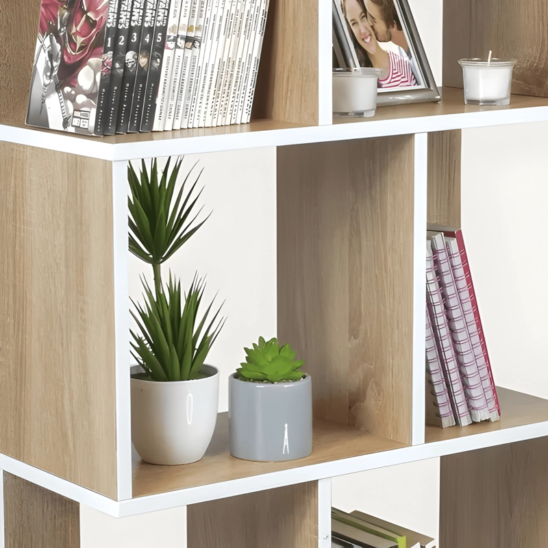 ESTANTE LIBRERO VERTICAL TOP LIVING BOOK-0 MADERA Y BLANCO - 2