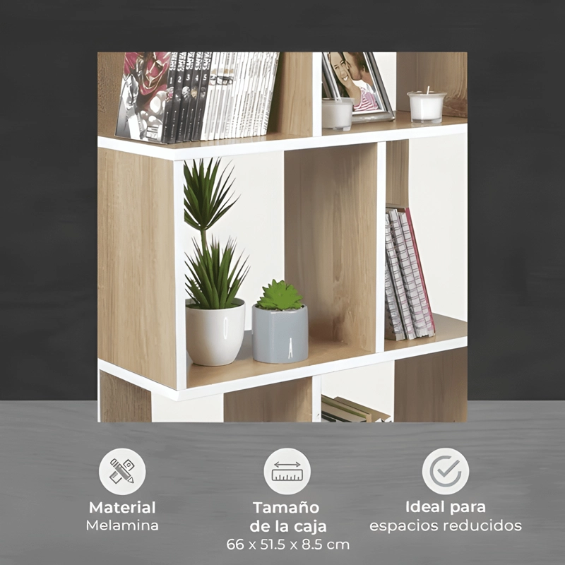 ESTANTE LIBRERO VERTICAL TOP LIVING BOOK-0 MADERA Y BLANCO - 4