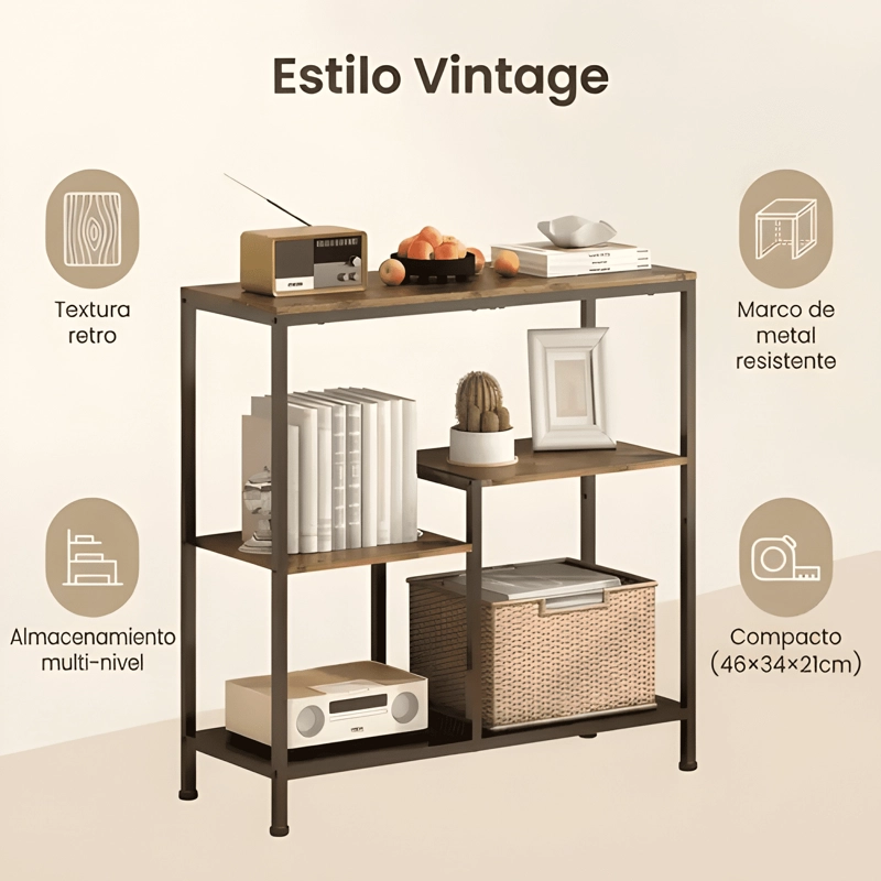 LIBRERO ESTANTE ORGANIZADOR REPISA MULTIUSO LIVING MARRON - 3