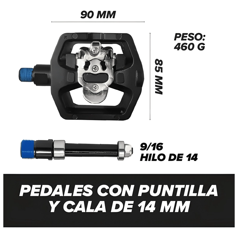 PEDALES PARA BICICLETAS ESTATICAS CON PUNTILLA Y CALAS - 2