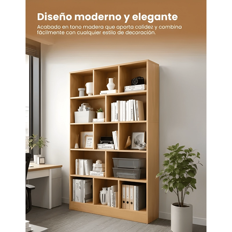 LIBRERO MADERA BIBLIOTECA 13 REPISAS 100X23X180CM - 3