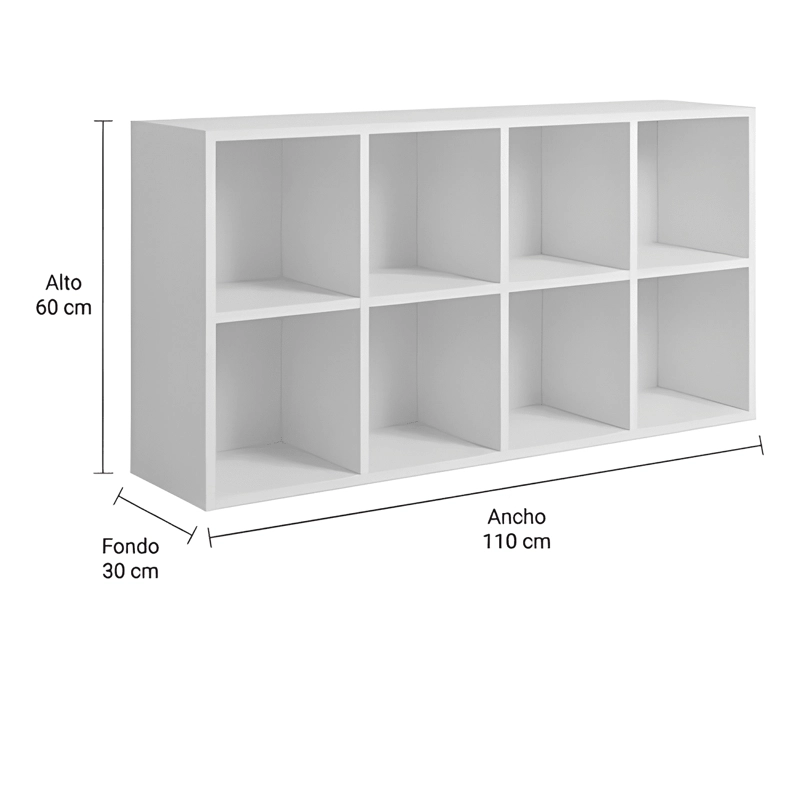 BIBLIOTECA LIBRERO MULTIUSO LIVING SALA 110X30X60 BLANCO - 2