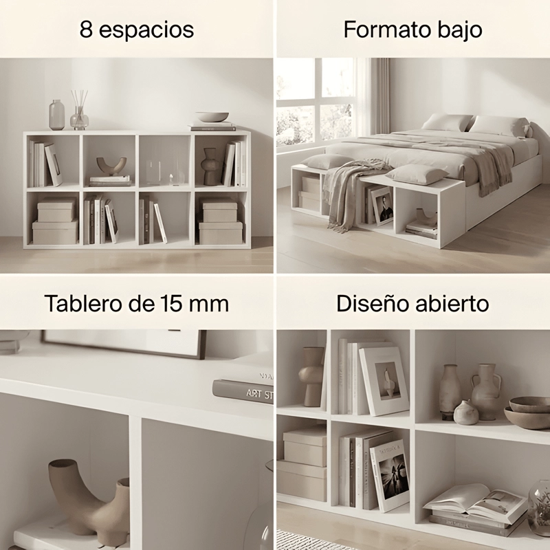 BIBLIOTECA LIBRERO MULTIUSO LIVING SALA 110X30X60 BLANCO - 3