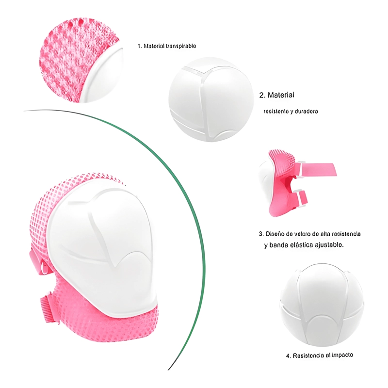 SET PROTECCION NIÑAS LHUA CASCO RODILLERA CODERA ROSADO - 1