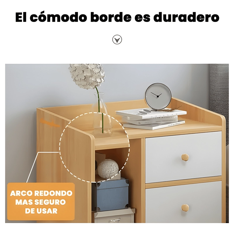 VELADOR 2 CAJONES MESA DE NOCHE RETRO 48X30X43 MARRON CLARO - 2
