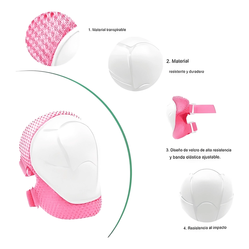 SET PROTECCION NIÑA CASCO RODILLERA CODERA ROSADO - 1