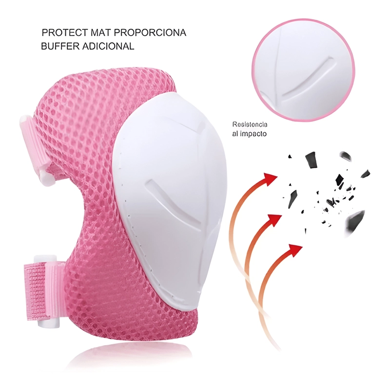 SET PROTECCION NIÑA CASCO RODILLERA CODERA ROSADO - 3