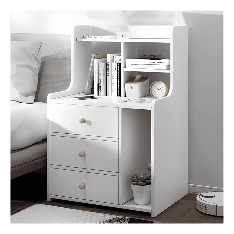 VELADOR 3 NIVELES CON CAJONES MATE 48X30X70CM BLANCO #1 - 3