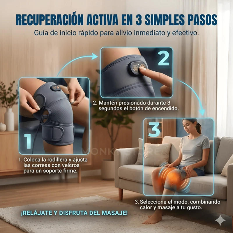 RODILLERA TE RMICA MASAJEADOR ARTRITIS VIBRACION CALOR - 4